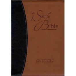 Bible Neg Etude  Mac Arthur Souple Simili Cuir Duo Bleu Et Beige, Tranche Or