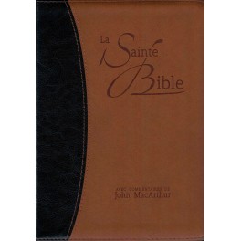 Bible Neg Etude  Mac Arthur Souple Simili Cuir Duo Bleu Et Beige, Tranche Or