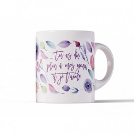 Mug motifs floraux colorés "Tu as du prix à mes yeux"