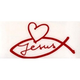 Autocollant Poisson Jésus+Coeur